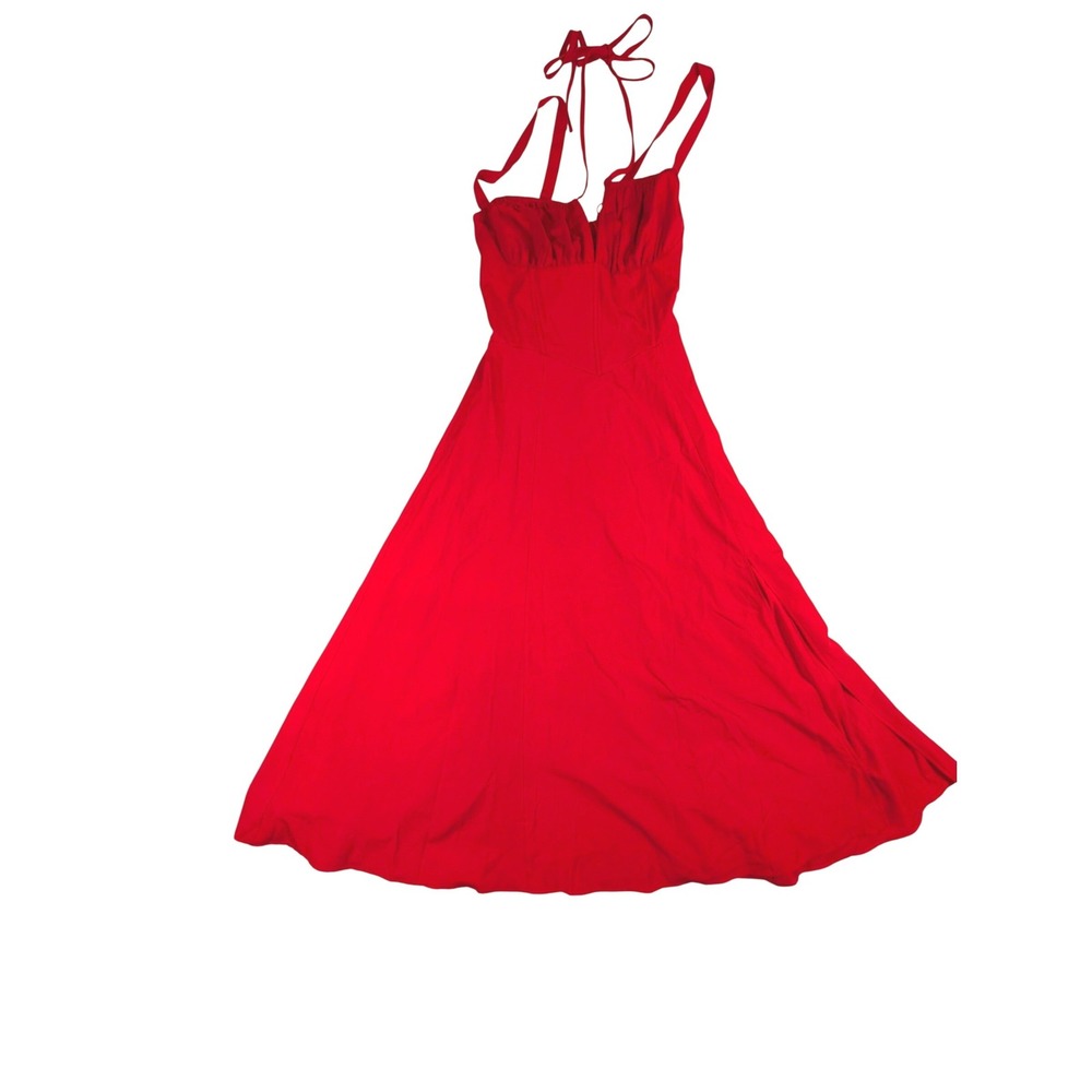 Marthea Red Corset Midi Dress  Bust Halter A-Line Witchy Goth Size Large